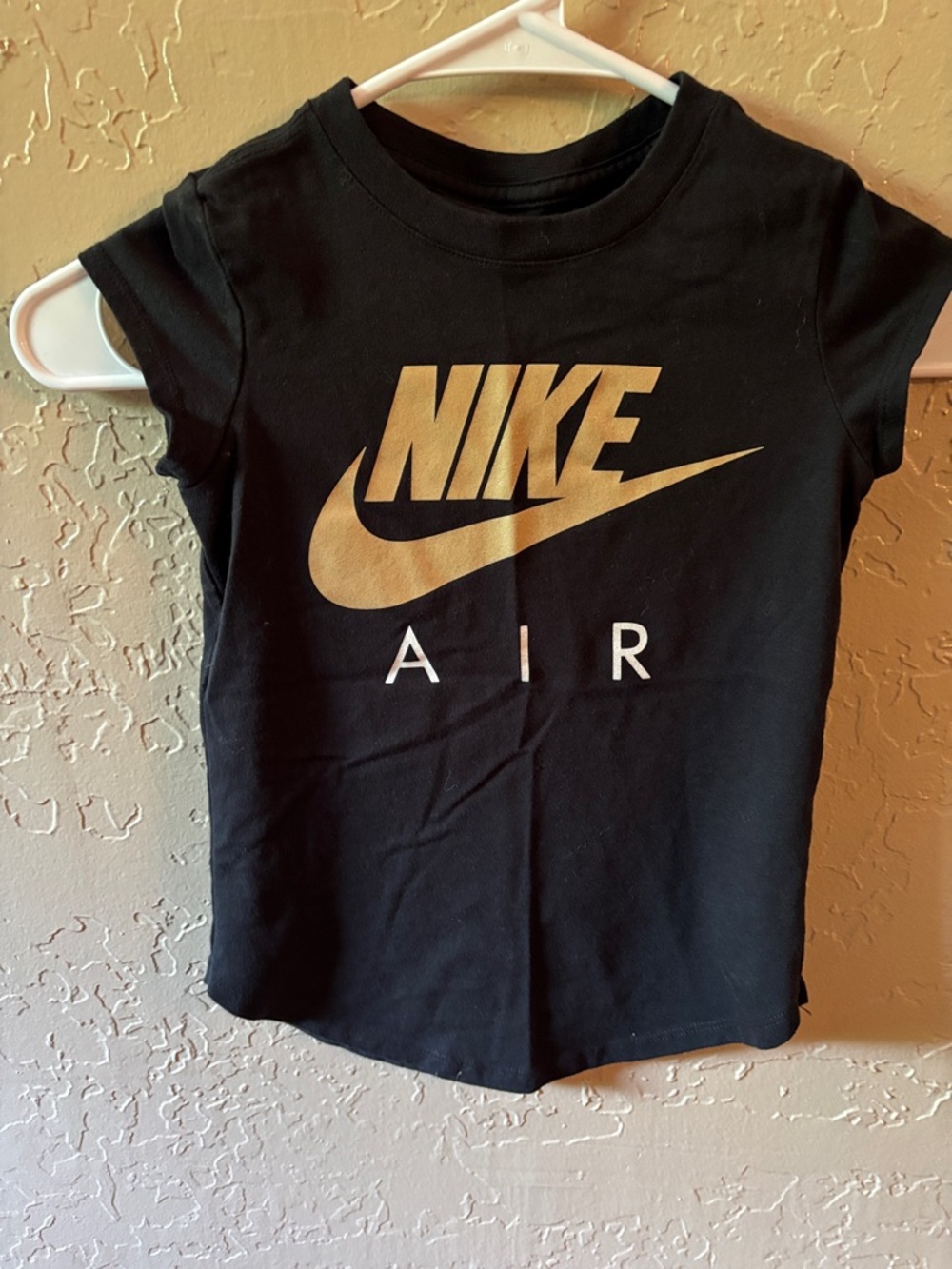 Nike Black Tee with Gold Swoosh and AIR Lettering